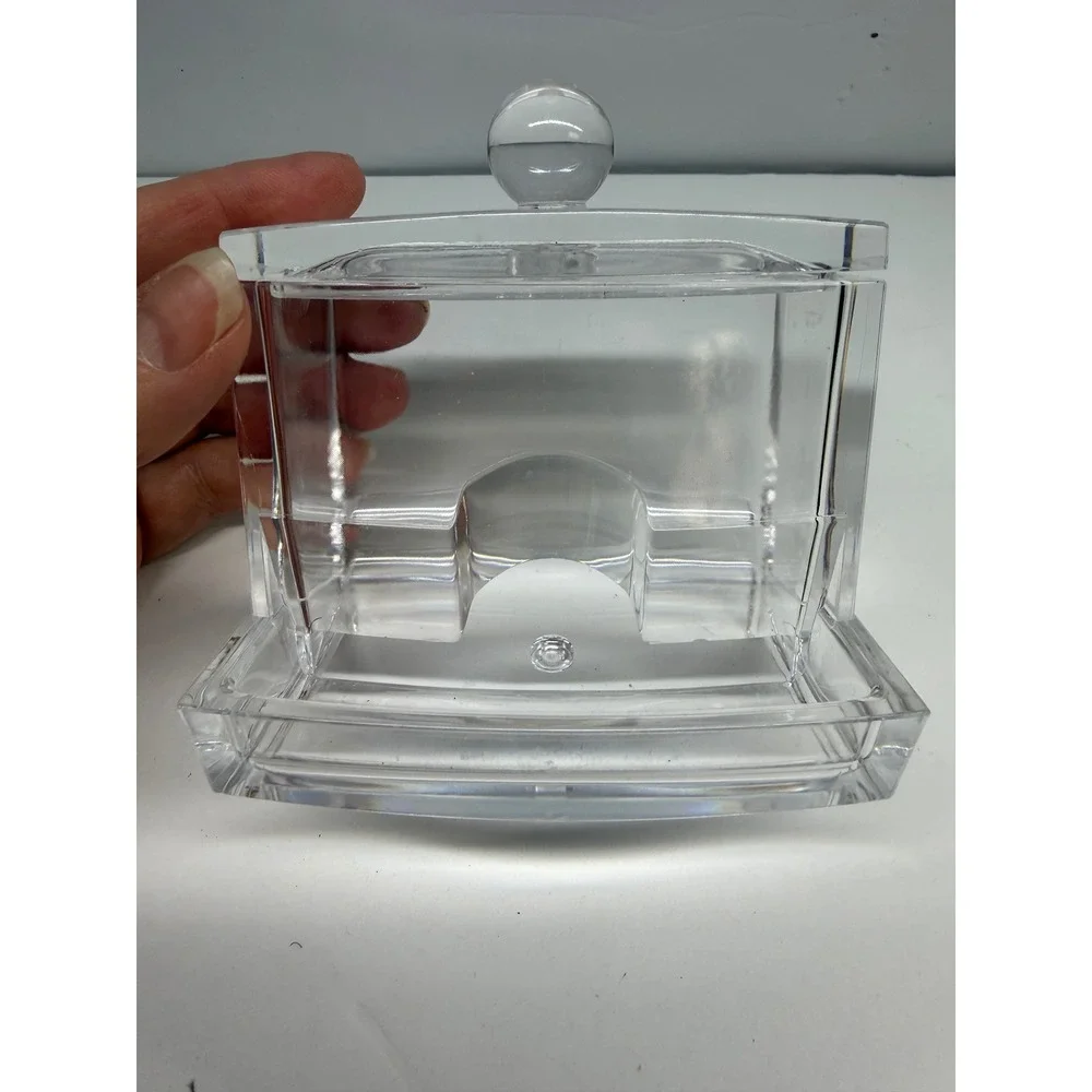 Clear Acrylic Cotton Swab Dispenser Gravity Fed Q-Tip Holder Vanity Organizer